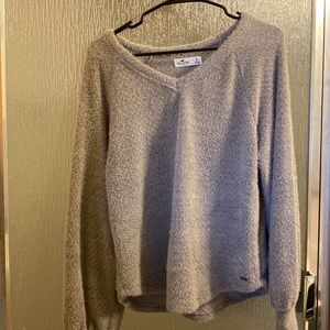 Gray fuzzy hollister sweater